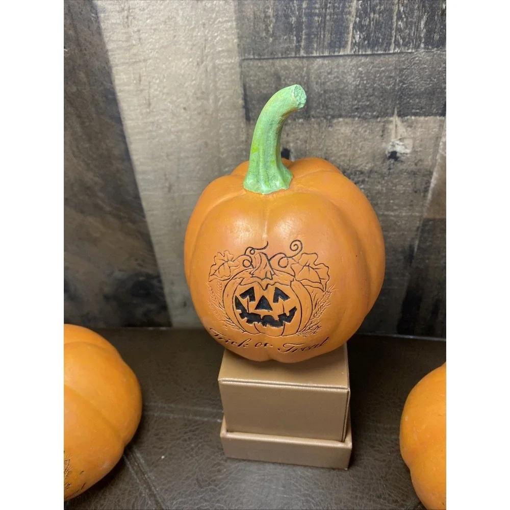 Resin trick or treat pumpkin fall Halloween‎ kitchen home decor vintage Set Of 6